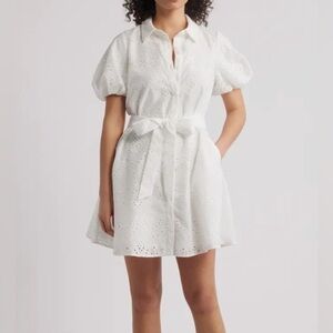 Sam Edelman Puff Sleeve Eyelet Shirt Dress ** No belt